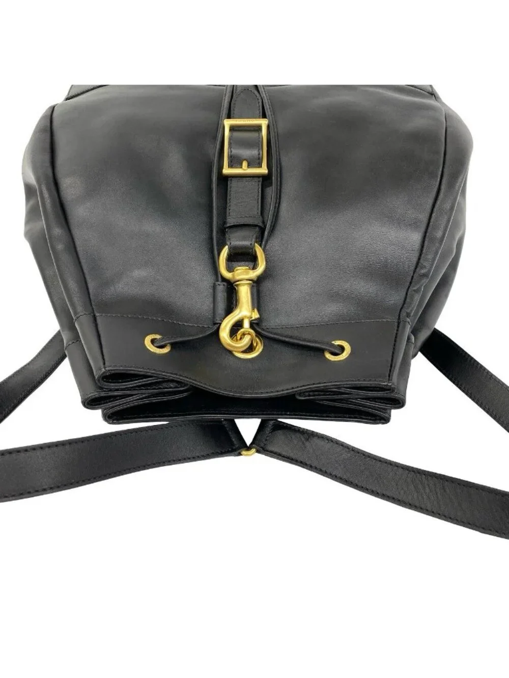 Gucci Vintage Logo Leather Drawstring Backpack Black